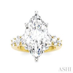 1 1/4 Ctw Marquise Shape Oval and Round Cut Diamond Semi-Mount Engagement Ring in 14K Yellow and White Gold