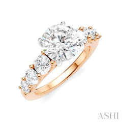 1 1/10 Ctw Round Shape Round Cut Diamond Semi-Mount Engagement Ring in 14K Rose and White Gold