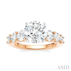 1 1/10 Ctw Round Shape Round Cut Diamond Semi-Mount Engagement Ring in 14K Rose and White Gold