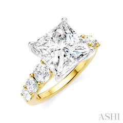1 1/4 Ctw Princess Shape Round Cut Diamond Semi-Mount Engagement Ring in 14K Yellow and White Gold