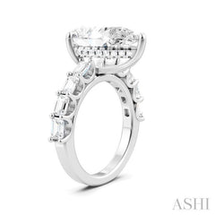 1 1/3 Ctw Pear Shape Emerald and Round Cut Diamond Semi-Mount Engagement Ring in 14K White Gold