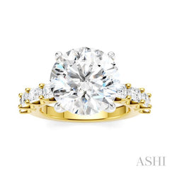 1 1/3 Ctw Round Shape Emerald and Round Cut Diamond Semi-Mount Engagement Ring in 14K Yellow and White Gold