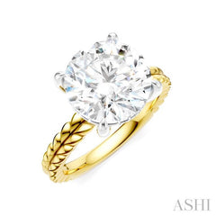 1/10 Ctw Circular Shape Round Cut Diamond Semi-Mount Engagement Ring in 14K Yellow and White Gold