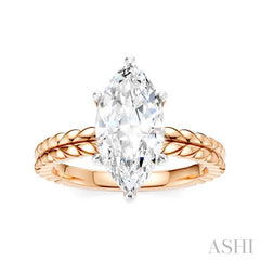 1/10 Ctw Marquise Shape Round Cut Diamond Semi-Mount Engagement Ring in 14K Rose and White Gold 