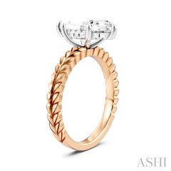 1/10 Ctw Marquise Shape Round Cut Diamond Semi-Mount Engagement Ring in 14K Rose and White Gold 