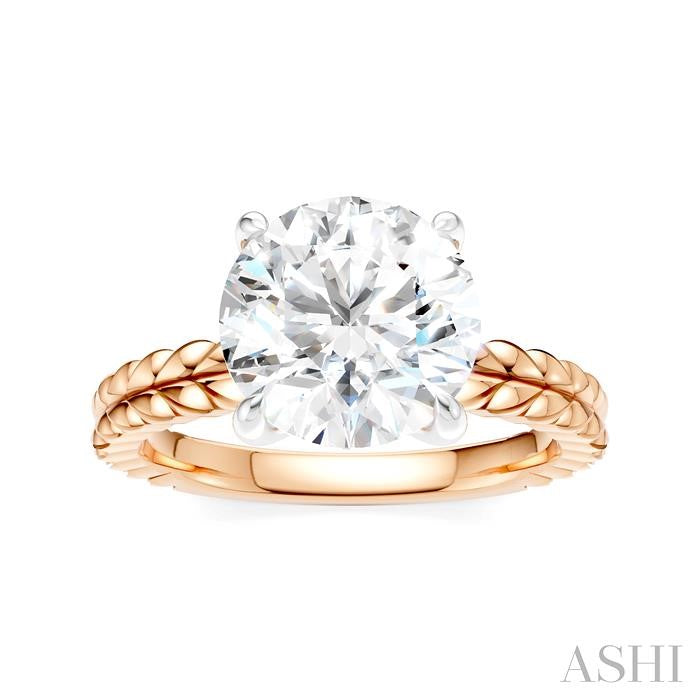 1/20 Ctw Circular Shape Round Cut Diamond Semi-Mount Engagement Ring in 14K Rose and White Gold