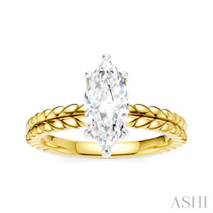 1/20 Ctw Marquise Shape Round Cut Diamond Semi-Mount Engagement Ring in 14K Yellow and White Gold 