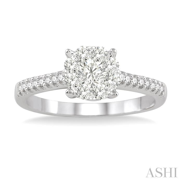 1/2 Ctw Lovebright Diamond Engagement Ring in 14K White Gold