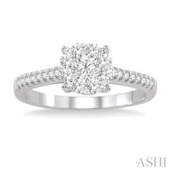 1/2 Ctw Lovebright Diamond Engagement Ring in 14K White Gold