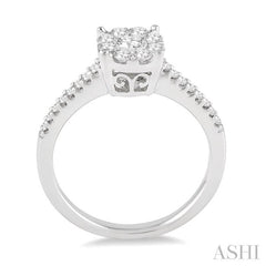 1/2 Ctw Lovebright Diamond Engagement Ring in 14K White Gold
