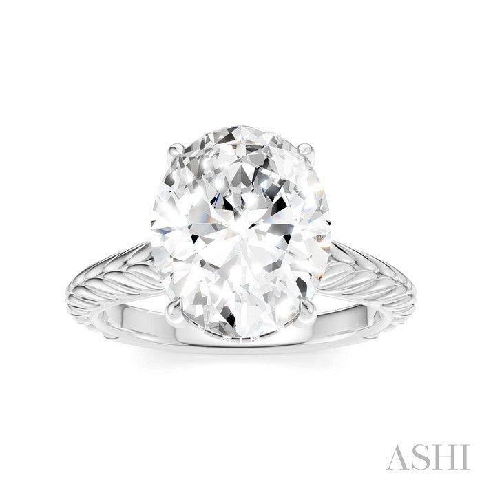 1/10 Ctw Oval Shape Round Cut Diamond Semi-Mount Engagement Ring in 14K White Gold
