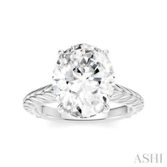 1/10 Ctw Oval Shape Round Cut Diamond Semi-Mount Engagement Ring in 14K White Gold