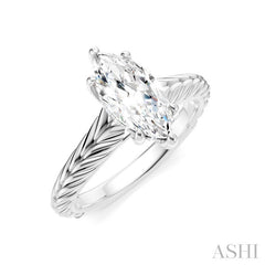 1/20 Ctw Marquise Shape Round Cut Diamond Akari Wheat Shank Semi-Mount Engagement Ring in 14K White Gold