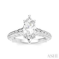 1/20 Ctw Marquise Shape Round Cut Diamond Akari Wheat Shank Semi-Mount Engagement Ring in 14K White Gold