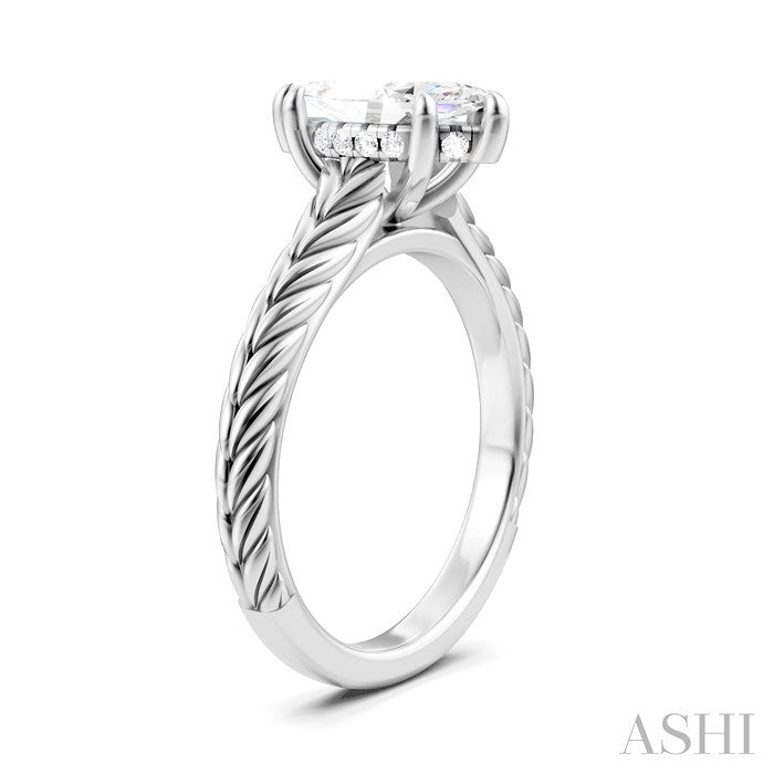1/20 Ctw Marquise Shape Round Cut Diamond Akari Wheat Shank Semi-Mount Engagement Ring in 14K White Gold
