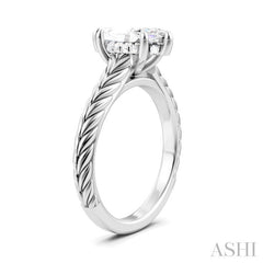 1/20 Ctw Marquise Shape Round Cut Diamond Akari Wheat Shank Semi-Mount Engagement Ring in 14K White Gold