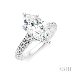 1/10 Ctw Marquise Shape Round Cut Diamond Akari Wheat Shank Semi-Mount Engagement Ring in 14K White Gold
