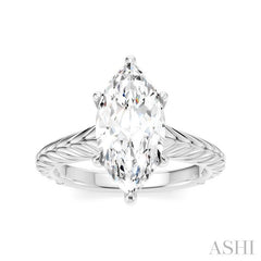 1/10 Ctw Marquise Shape Round Cut Diamond Akari Wheat Shank Semi-Mount Engagement Ring in 14K White Gold