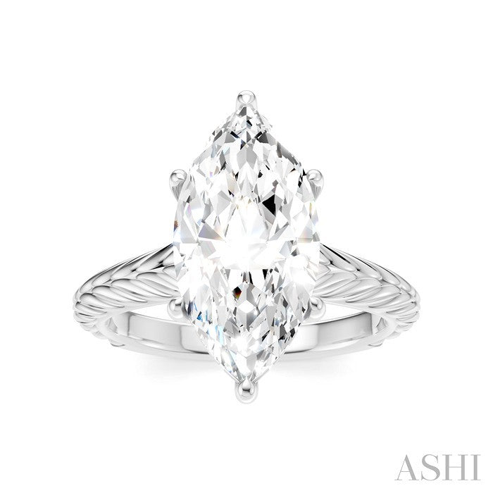 1/10 Ctw Marquise Shape Round Cut Diamond Akari Wheat Shank Semi-Mount Engagement Ring in 14K White Gold