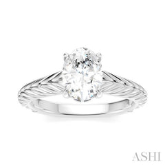 1/20 Ctw Oval Shape Round Cut Diamond Semi-Mount Engagement Ring in 14K White Gold
