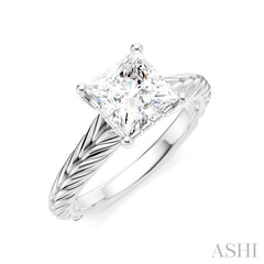 1/20 Ctw Princess Shape Round Cut Diamond Akari Wheat Shank Semi-Mount Engagement Ring in 14K White Gold
