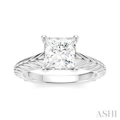 1/20 Ctw Princess Shape Round Cut Diamond Akari Wheat Shank Semi-Mount Engagement Ring in 14K White Gold