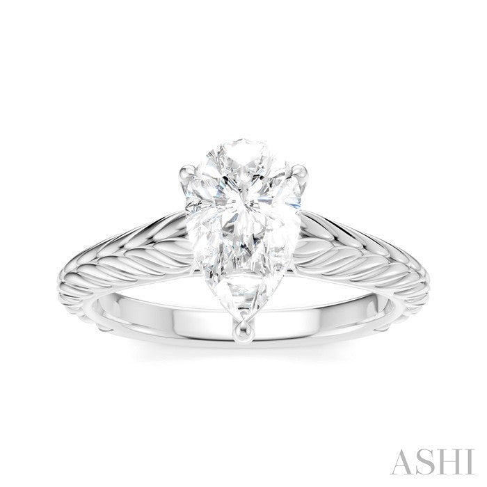 1/20 Ctw Pear Shape Round Cut Diamond Akari Wheat Shank Semi-Mount Engagement Ring in 14K White Gold