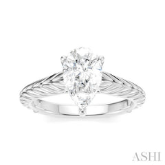 1/20 Ctw Pear Shape Round Cut Diamond Akari Wheat Shank Semi-Mount Engagement Ring in 14K White Gold