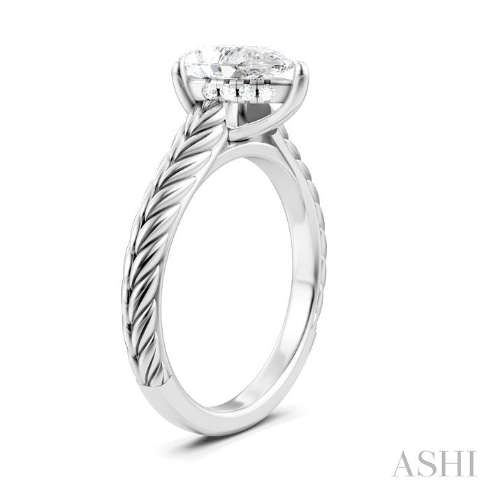 1/20 Ctw Pear Shape Round Cut Diamond Akari Wheat Shank Semi-Mount Engagement Ring in 14K White Gold