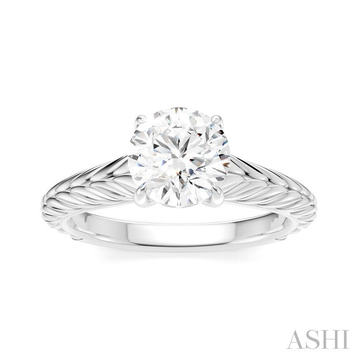 1/20 Ctw Circular Shape Round Cut Diamond Akari Wheat Shank Semi-Mount Engagement Ring in 14K White Gold