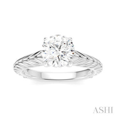 1/20 Ctw Circular Shape Round Cut Diamond Akari Wheat Shank Semi-Mount Engagement Ring in 14K White Gold