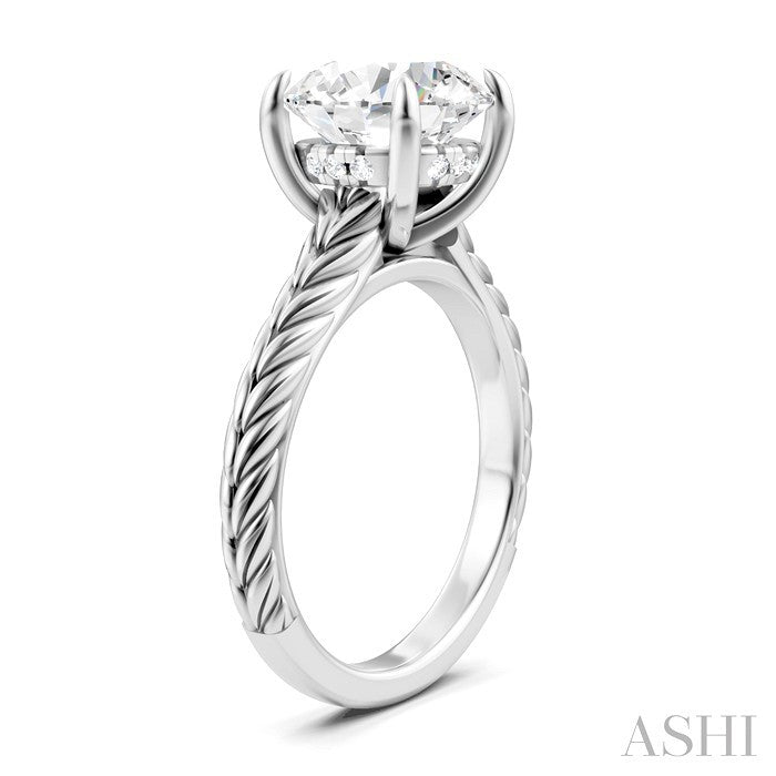 1/20 Ctw Circular Shape Round Cut Diamond Akari Wheat Shank Semi-Mount Engagement Ring in 14K White Gold