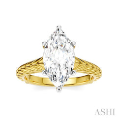 1/10 Ctw Marquise Shape Round Cut Diamond Akari Wheat Shank Semi-Mount Engagement Ring in 14K Yellow and White Gold