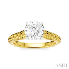 1/20 Ctw Circular Shape Round Cut Diamond Akari Wheat Shank Semi-Mount Engagement Ring in 14K Yellow and White Gold