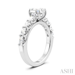 7/8 Ctw Oval Shape Oval and Round Cut Diamond Semi-Mount Engagement Ring in 14K White Gold