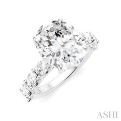 1 1/3 Ctw Oval Shape Oval and Round Cut Diamond Semi-Mount Engagement Ring in 14K White Gold