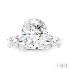 1 1/3 Ctw Oval Shape Oval and Round Cut Diamond Semi-Mount Engagement Ring in 14K White Gold