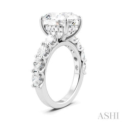 1 1/3 Ctw Oval Shape Oval and Round Cut Diamond Semi-Mount Engagement Ring in 14K White Gold