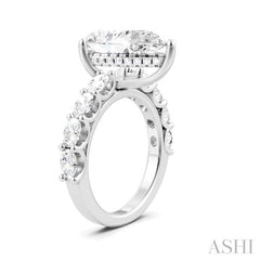 1 1/3 Ctw Pear Shape Oval and Round Cut Diamond Semi-Mount Engagement Ring in 14K White Gold