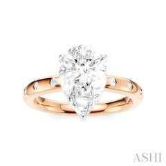 1/5 Ctw Akari Pear Shape Round Cut Diamond Semi-Mount Engagement Ring in 14K Rose and White Gold