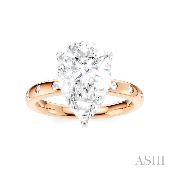 1/5 Ctw Akari Pear Shape Round Cut Diamond Semi-Mount Engagement Ring in 14K Rose and White Gold