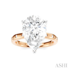 1/5 Ctw Akari Pear Shape Round Cut Diamond Semi-Mount Engagement Ring in 14K Rose and White Gold