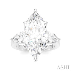 1 1/10 Ctw Tri-Mount Marquise Shape Center Pear and Round Cut Diamond Semi-Mount Engagement Ring in 14K White Gold