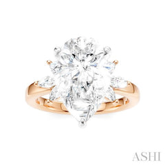5/8 Ctw Akari Pear Shape Marquise and Round Cut Diamond Semi-Mount Engagement Ring in 14K Rose and White Gold