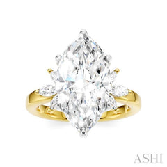 5/8 Ctw Akari Marquise and Round Cut Diamond Semi-Mount Engagement Ring in 14K Yellow and White Gold