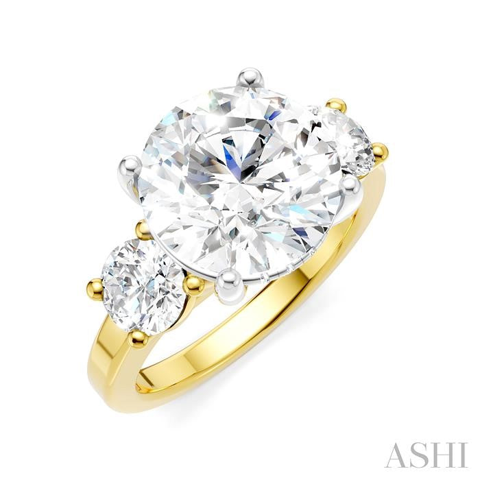 1 1/10 Ctw Tri-Mount Past, Present and Future Round Cut Diamond Semi-Mount Engagement Ring in 14K Yellow and White Gold