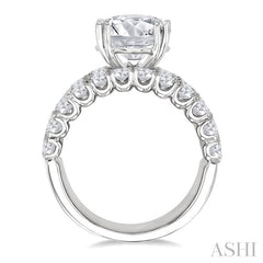 2 1/6 Ctw Wide Four Row Round Cut Diamond Semi-Mount Engagement Ring in 14K White Gold