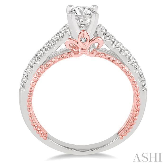 3/8 Ctw Diamond Semi-Mount Engagement Ring in 14K White and Rose Gold