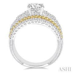 3/4 Ctw Round Cut Diamond Semi-Mount Engagement Ring in 14K White and Yellow Gold