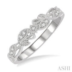 1/20 Ctw Leaf Lattice Round Cut Diamond Wedding Band in 14K White Gold